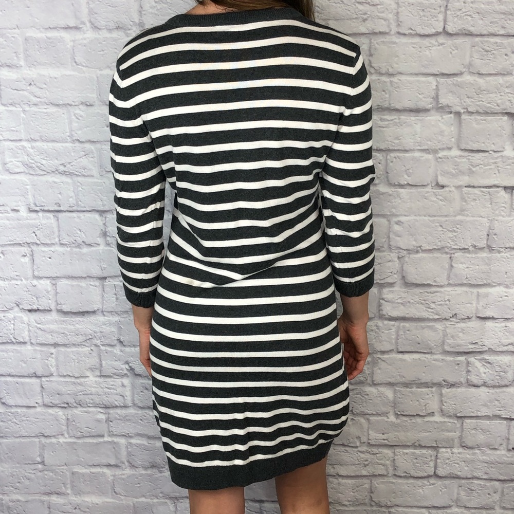 French Connection Stripe Gray Sweater Dress - Picture 3 of 8